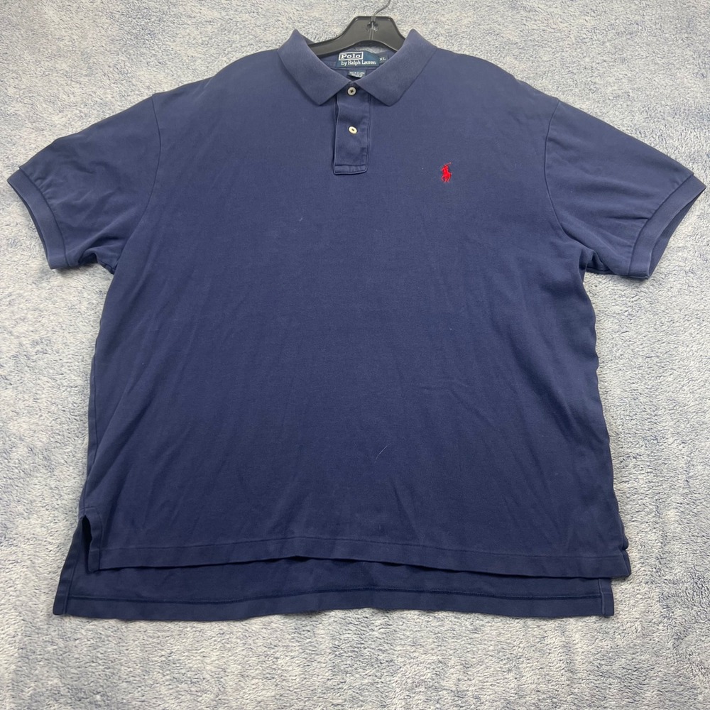 Polo Ralph Lauren Mens XL Navy Blue Short Sleeve Cotton Polo Shirt Red Pony Logo
